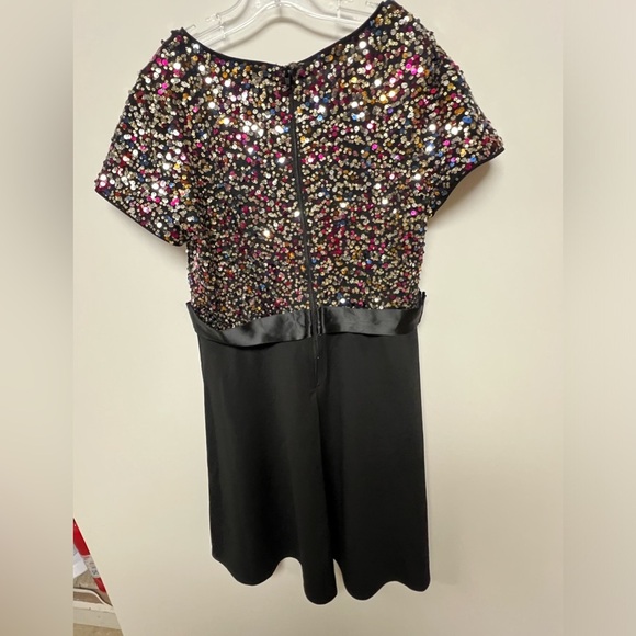 THREE PINK  HEARTS  BLACK W/MULTI-COLORED SEQUINS HOLIDAY OR PARTY DRESS.  XL - Picture 5 of 14